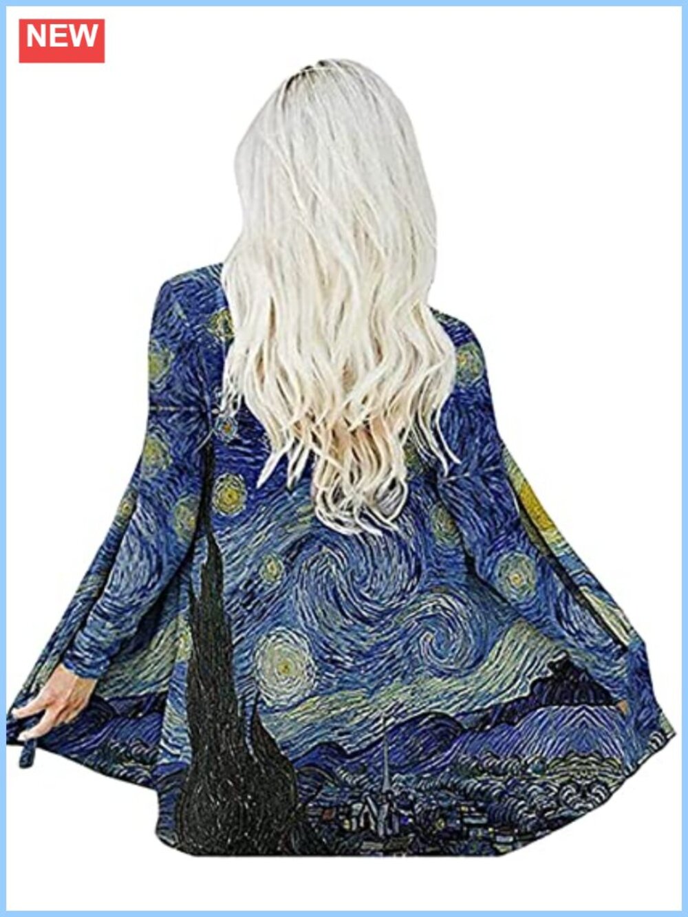 Van Gogh Starry Night Open Front Lightweight Cardigan Long Sleeve